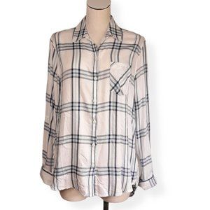 WOOLRICH • LARGE Woolen blouse plaid stripes button down top Fall women's